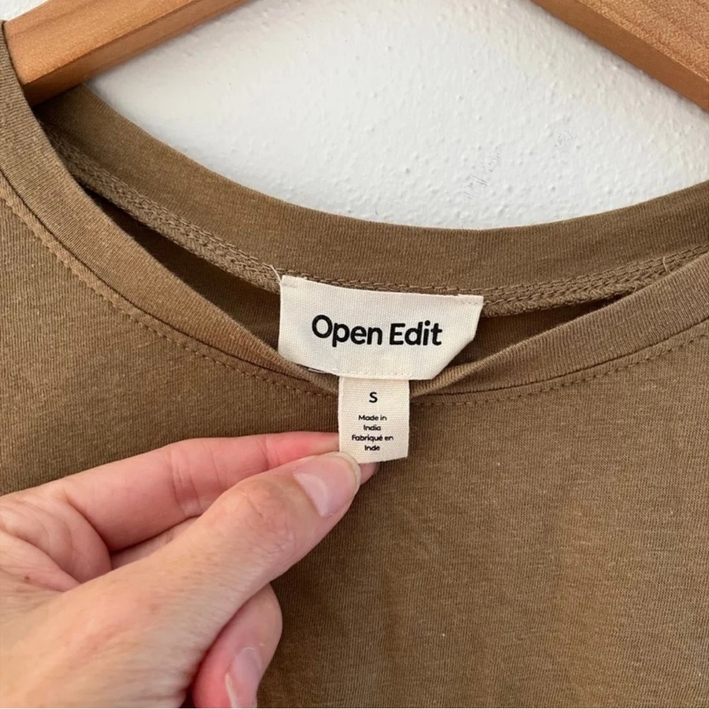Open Edit Tan Long Sleeve Crop Top - Picture 3 of 6